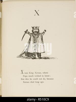 King Xerxes Illustrations and verse from Nonsense Alphabets by Edward Lear. . Nonsense Botany, and Nonsense Alphabets, Fifth edition. Frederick Warne & Co.: London & New York, 1889. Source: Cup.400.a.42 137. Stock Photo