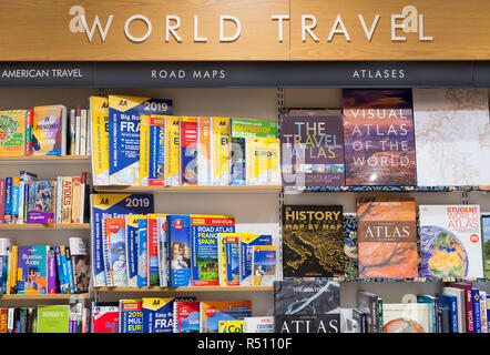 Book shelves inside a Waterstones bookstore shop books lined up and ...