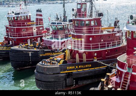 Red Tugboats in Portland Stock Photo