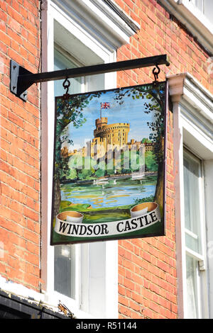 Pub sign, Windsor Castle, Lanark Place, Little Venice, Maida Vale, City of Westminster, Greater London, England, United Kingdom Stock Photo