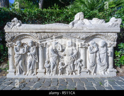 Ostia antica in Rome, Italy. Roman sarcophagus Stock Photo