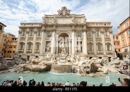 Monumental Baroque Fontana di Trevi (Trevi Fountain) from XVIII century designed by Niccolo Salvi for Pope Clement XII is one of the most famous fount Stock Photo