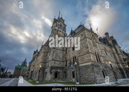 Main tower of the East block of the Parliament of Canada, in the Canadian Parliamentary complex of Ottawa, Ontario. It is a major kandmark of the city Stock Photo