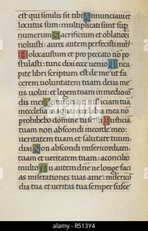 Text page; Psalm 39. Mirandola Hours. Italy, circa 1490-1499. [Whole folio] Text page from the Office of the Dead; Psalm 39 Image taken from Mirandola Hours. Originally published/produced in Italy, circa 1490-1499. Source: Add. 50002, f.101v. Language: Latin. Stock Photo