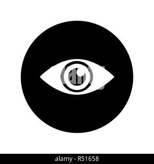 Eye icon in white on black circle Stock Vector