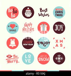 Set of cute Christmas and New Year themed banners Stock Vector