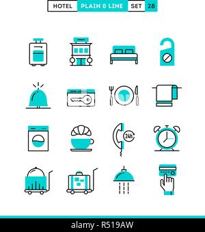 Hotel,accommodation, room service, restaurant and more.  Stock Vector