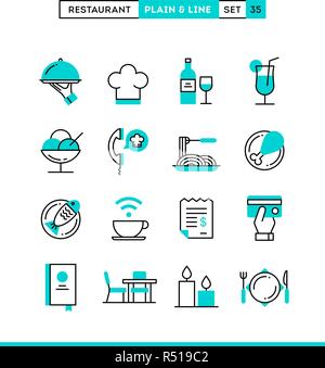 Restaurant, phone ordering, meal, receipt and more. Stock Vector
