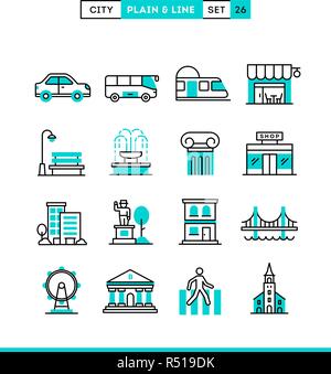 City, transportation, culture, shopping and more.  Stock Vector