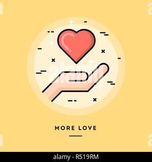 More love, flat design thin line banner Stock Vector