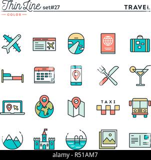 Online booking linear icons set. Reservation, Platform, Schedule ...
