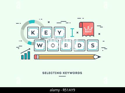 Selecting keywords for your website, digital marketing concept Stock Vector