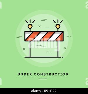 Under construction, flat design thin line banner Stock Vector