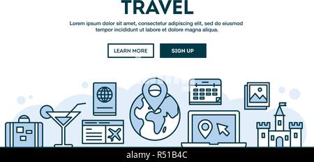 Flat style thin line art design. Set of vector icons and elements of ...