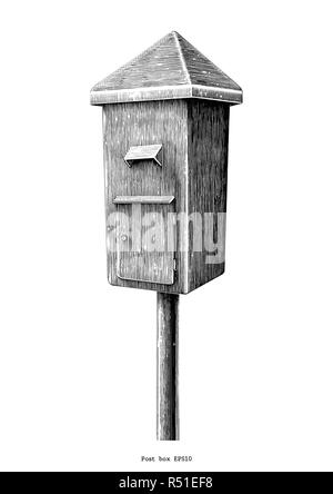 Vintage post box hand draw clip art isolated on white background Stock Vector