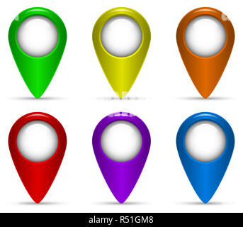 Map Marker flat orange and yellow colors round stamp icon Stock Photo ...