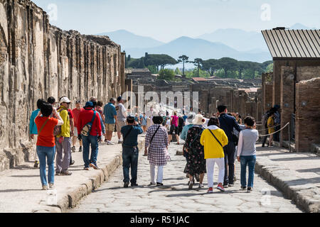 Tourists in the street of the Pompei, Italy, Europe Stock Photo