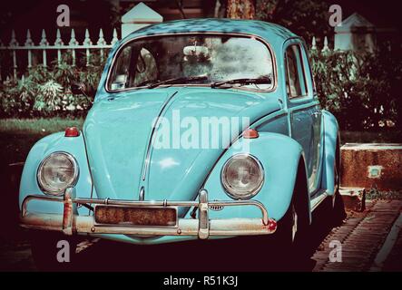 Original Blue Volkswagen Beetle - Vintage Car Stock Photo