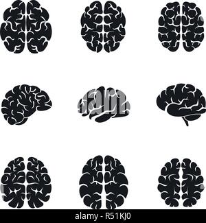 Brain thinking icon set. Simple set of brain thinking vector icons for web design on white background Stock Vector