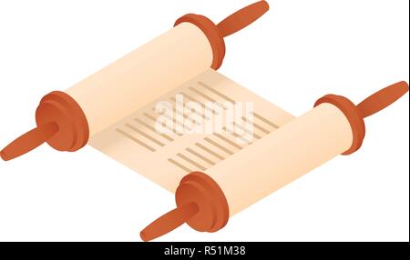 Rolled torah icon. Isometric of rolled torah vector icon for web design isolated on white background Stock Vector