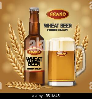 Wheat beer quality concept background. Realistic illustration of wheat beer quality vector concept background for web design Stock Vector