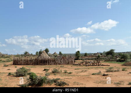 traditional straw huts in the omo valley of ethiopia Stock Photo