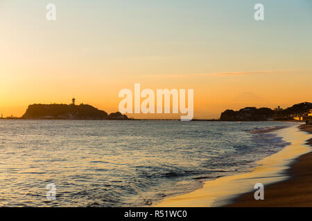 Sunset in Shonan of Japan Stock Photo