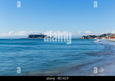 Enoshima Beach in Kamakura City of Japan Stock Photo