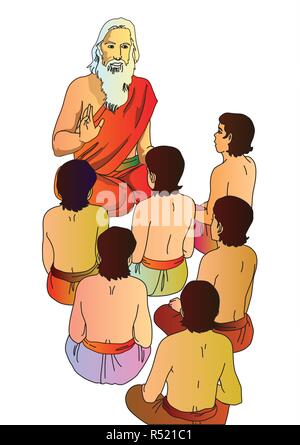 Indian Master and Students Stock Vector