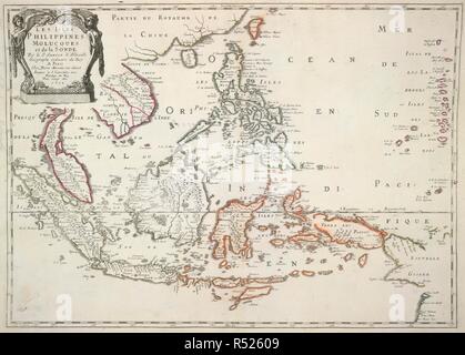 A map of the Philippine Islands, Moluccas and Sunda Islands. Les Isles Philippines, Molucques et de la Sonde. Paris, 1654. Source: Maps K.Top.116.29. Language: French. Stock Photo