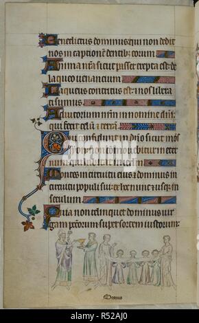 A bas-de-page scene of communicants at a mass. Decretals of Gregory IX ...