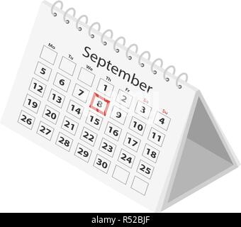 Desktop business calendar september icon. Isometric of desktop business calendar september vector icon for web design isolated on white background Stock Vector