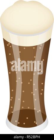 Glass of black beer icon. Isometric of glass of black beer vector icon for web design isolated on white background Stock Vector