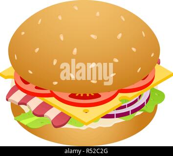 American hamburger unhealthy food icon. Isometric of american hamburger unhealthy food vector icon for web design isolated on white background Stock Vector