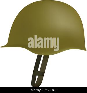 Side of army helmet mockup. Realistic illustration of side of army helmet vector mockup for web design isolated on white background Stock Vector