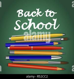 Back to school green concept background. Realistic illustration of back to school green vector concept background for web design Stock Vector