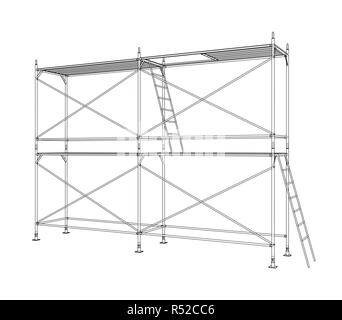 3D outline scaffold. Vector rendering of 3d Stock Vector