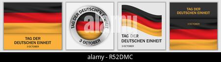 Deutschen Einheit anniversary day liberation banner concept set. Realistic illustration of 4 Deutschen Einheit anniversary day liberation vector banner concepts for web Stock Vector