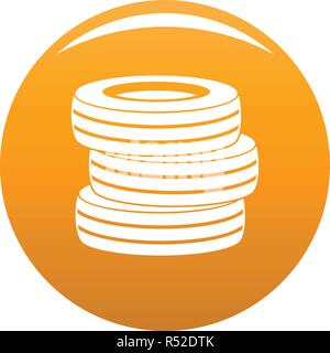 Tire fitting icon. Simple illustration of tire fitting vector icon for any design orange Stock Vector