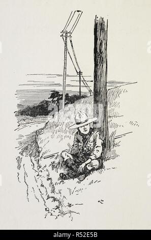 A boy scout sitting. Brave Boys and Girls in Wartime. True stories. London : Blackie & Son, [1918]. First World War. Source: 12802.dd.8 page 1. Author: Lea, John. Stock Photo