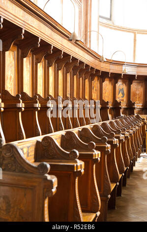 Santa Maria delle Grazie Church Our Lady of Grace, Milan, Italy, interior, indoor. Wooden soro Stock Photo