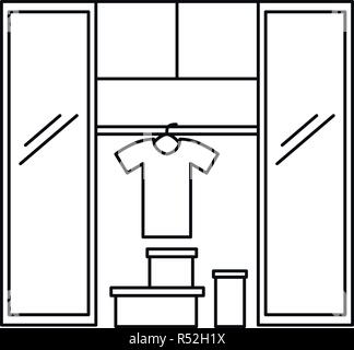 Clothes and shoes furniture icon. Outline illustration of clothes and shoes furniture vector icon for web design isolated on white background Stock Vector