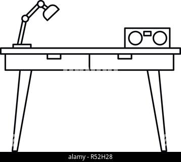 Work table icon. Outline illustration of work table vector icon for web design isolated on white background Stock Vector