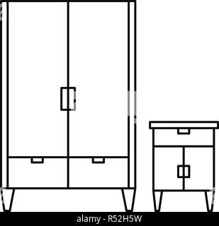 Wardrobe icon. Outline illustration of wardrobe vector icon for web design isolated on white background Stock Vector