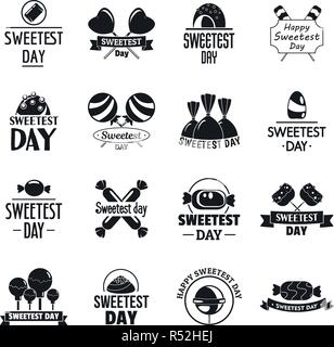 Tasty candy logo set. Simple set of tasty candy vector logos for web design on white background Stock Vector