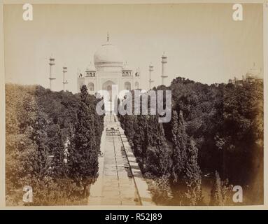 Taj Mahal, Agra. General view from the main gateway. 1860s. Source: Photo 717/(36). Author: Bourne, Samuel. Stock Photo