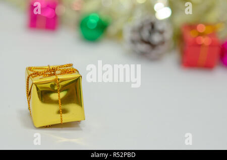 Gift box red and green on a white background. Stock Photo