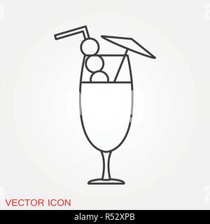 Cocktail icon vector, pictogram isolated on background Stock Vector
