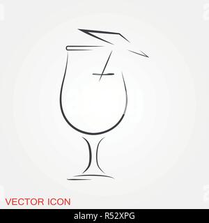 Cocktail icon vector, pictogram isolated on background Stock Vector