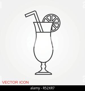 Cocktail icon vector, pictogram isolated on background Stock Vector